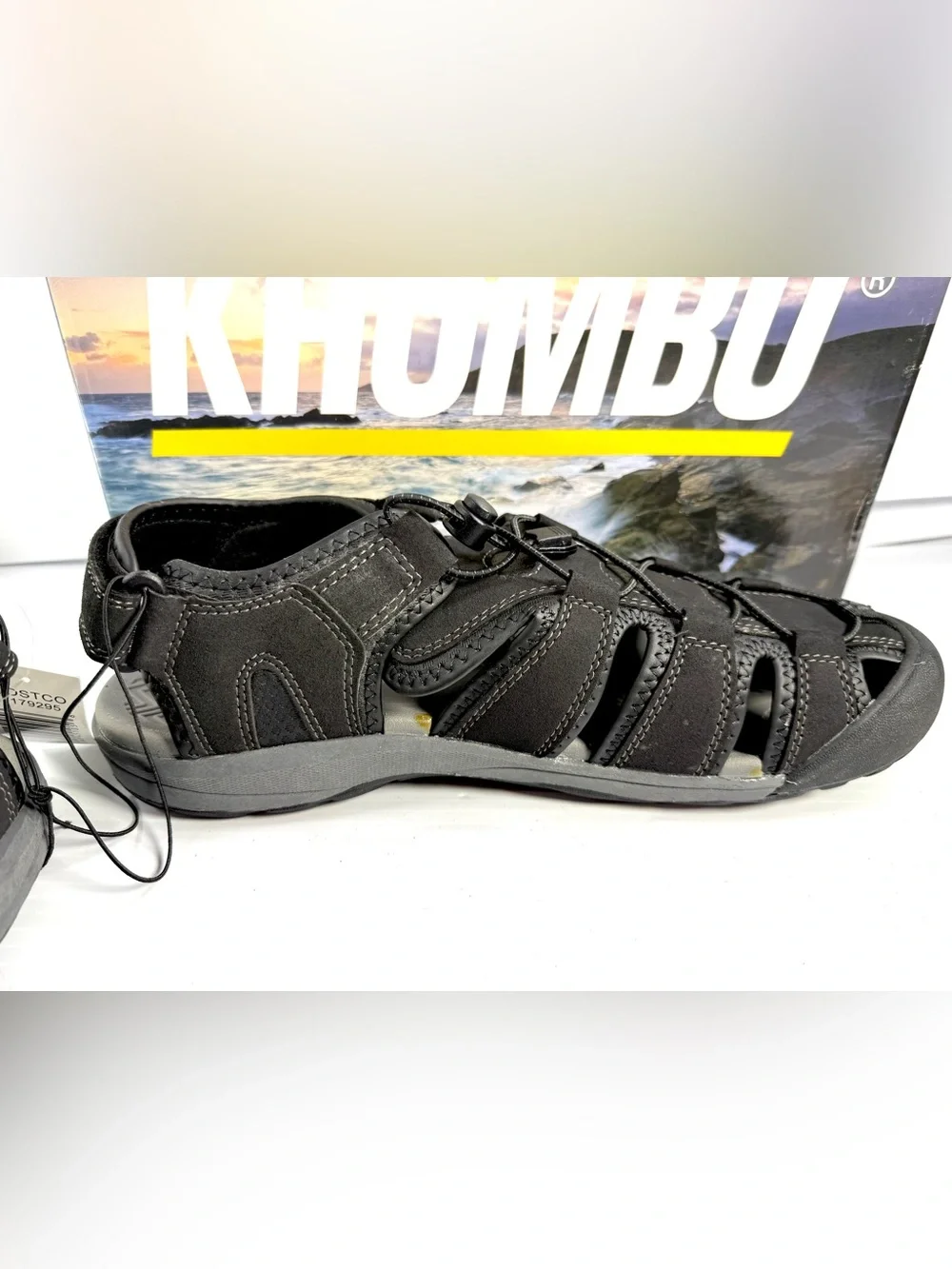 Khombu Mens Black Closed-Toe Sport Sandals 12